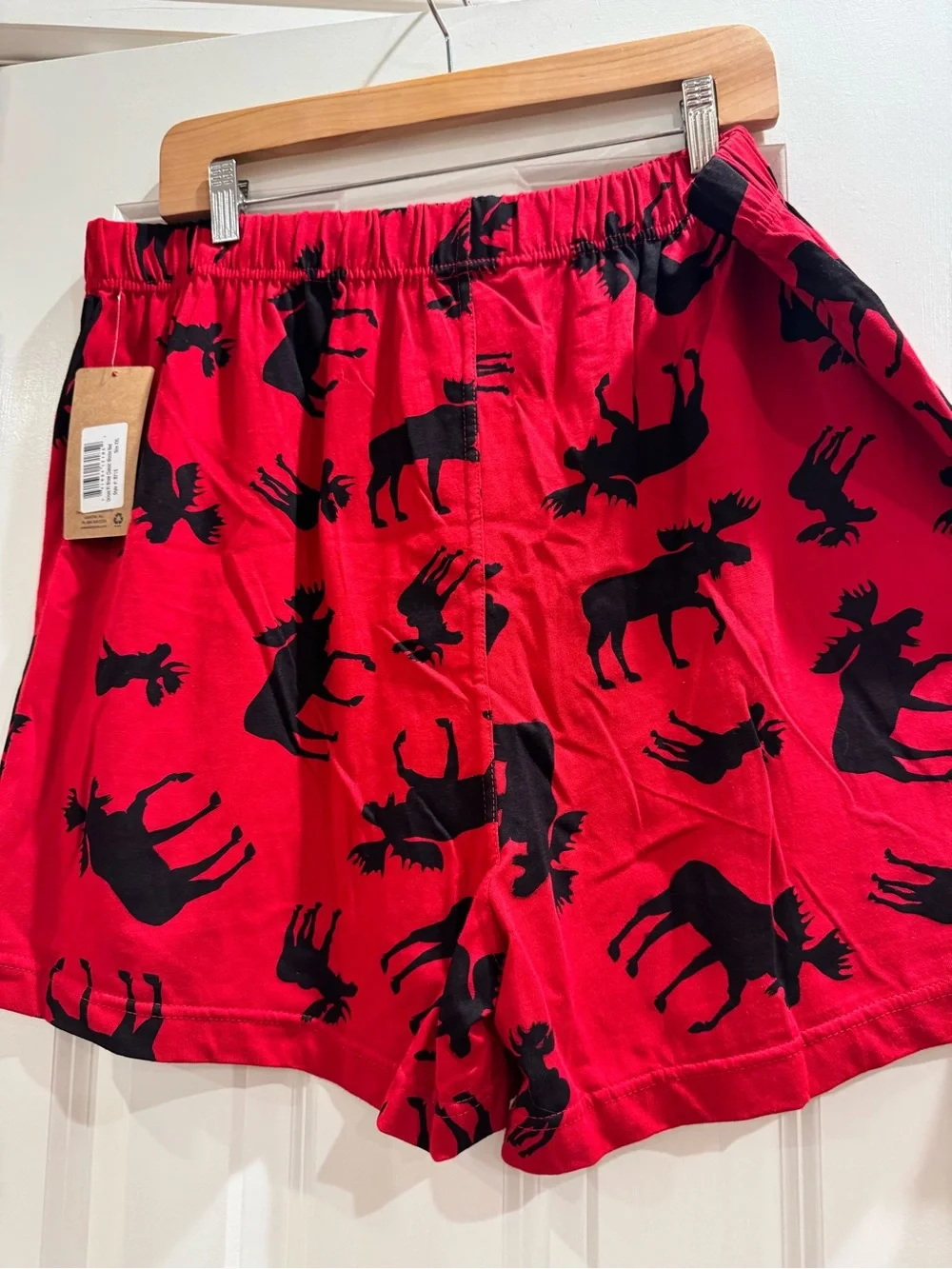 NEW Lazy One Men’s Red Moose-Print Boxer Shorts 100% Cotton Sz. XXL Loungewear